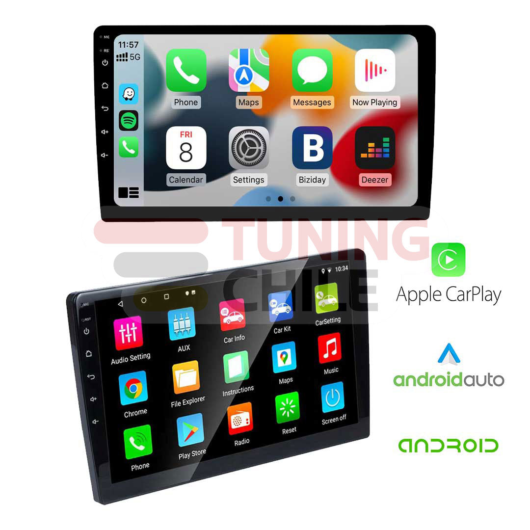 Pantalla Android 1 DIN, 9, Carplay y Android Auto inalambrico