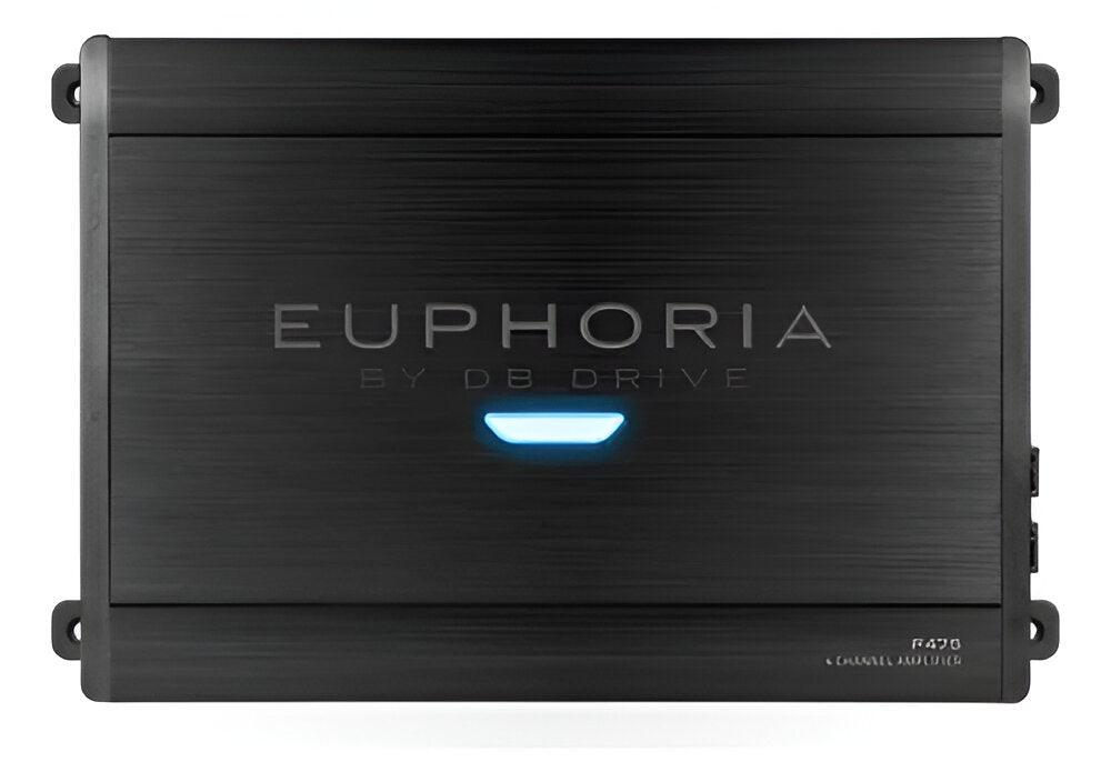 AMPLIFICADOR LINEA EUPHORIA. 4 CANALES CLASE AB FULL RANGE.  4 X 75W @ 4 OHMS. 4 X 95W @ 2 OHMS. 2 X 300W  @ 4 OHMS BRIDGED.