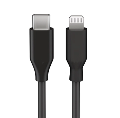 Cable de Carga y Sincronización USB-C Ampire W39428 MFi para iPhone/iPad 1m Negro