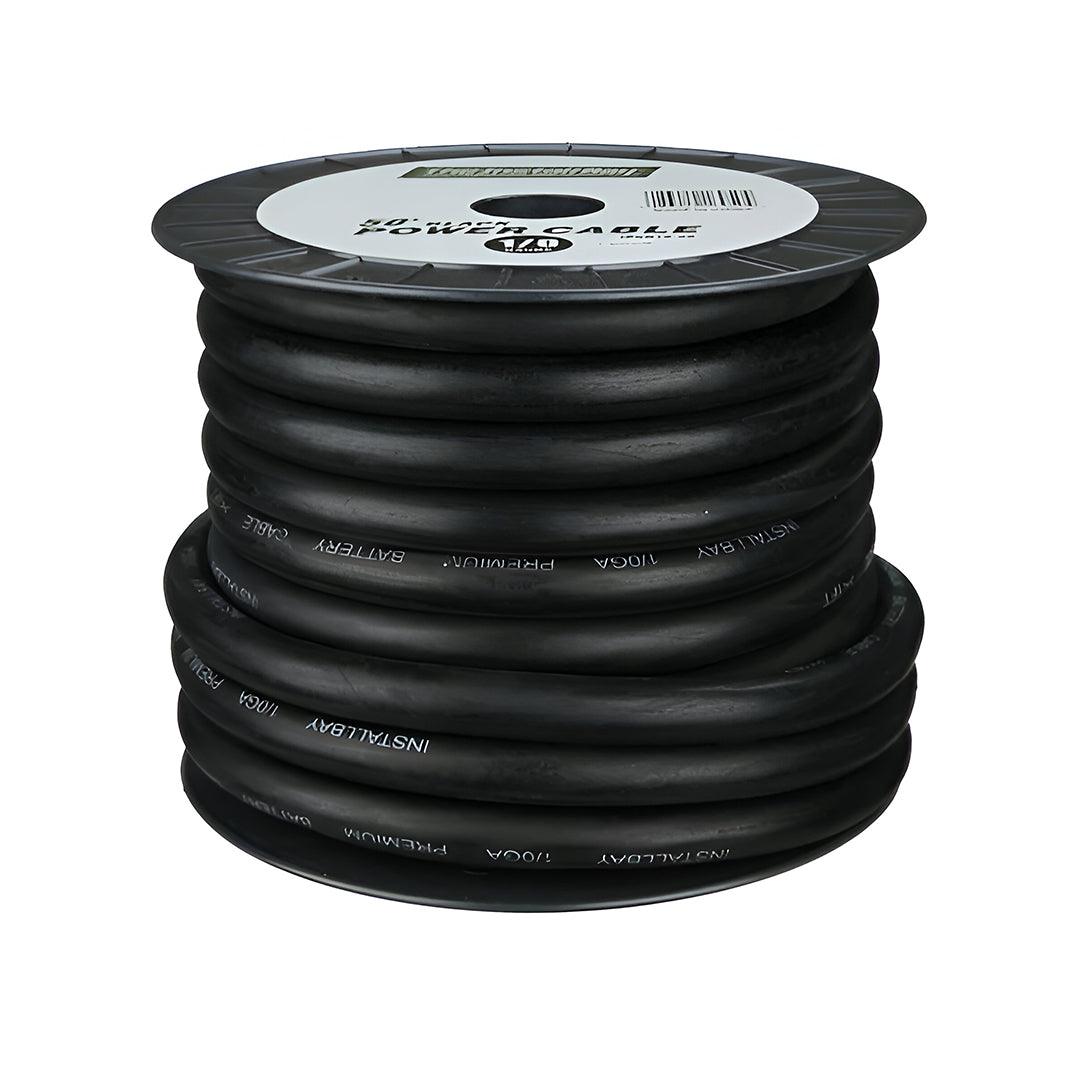 Cable de Alimentación y Tierra Negro 1/0 AWG - Bobina de 50 ft (15,24 mts) para Instalación de Audio de Alta Calidad