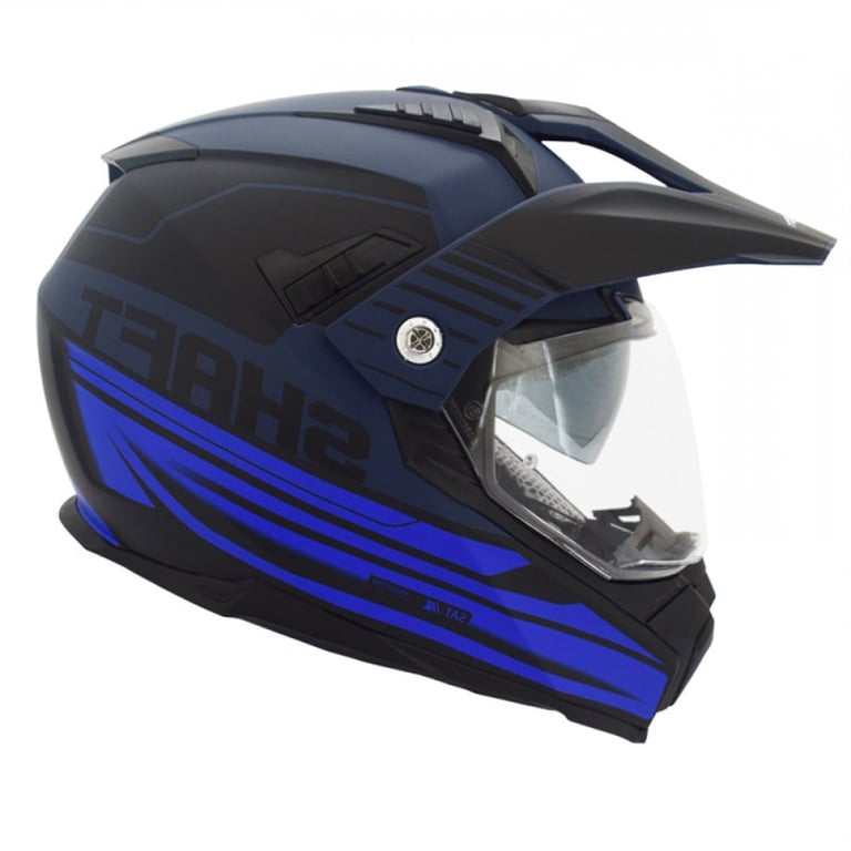 Casco Moto Shaft MX-380 Multipropósito Faded AZ.VAY.M AZ con Sun Visor Norma ECER