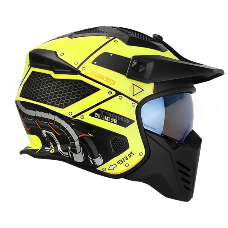 Casco Moto Shaft 225 Pilot Undercover AM.N Ir.Az Abierto con Máscara Removible