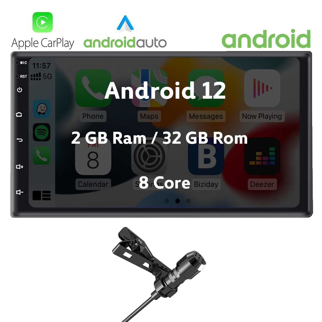 Radio Android 7 pulgadas HD + Micrófono Lavalier (8 Core) - 1 DIN