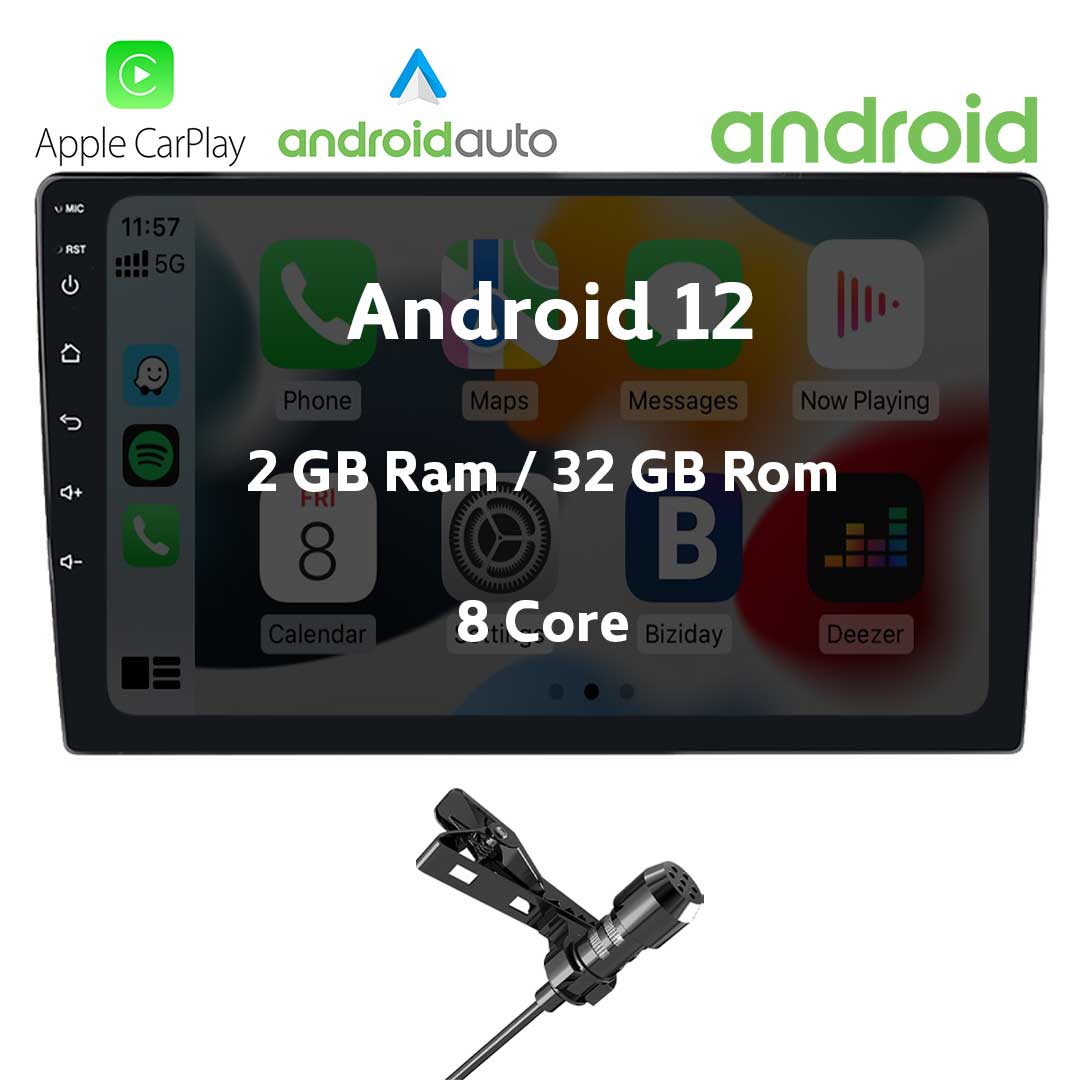 Radio Android 9 pulgadas HD + Micrófono Lavalier (8 Core) - 1 DIN